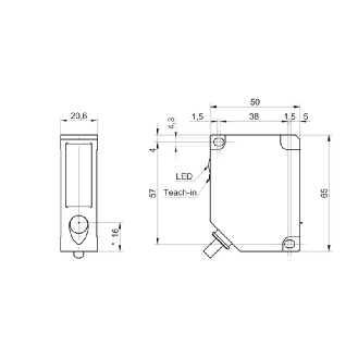 Laser de mesure Ligne 4-20mA/0-10Vdc+PNP P=50-300mm Teach / Câble 2m-Lire la description