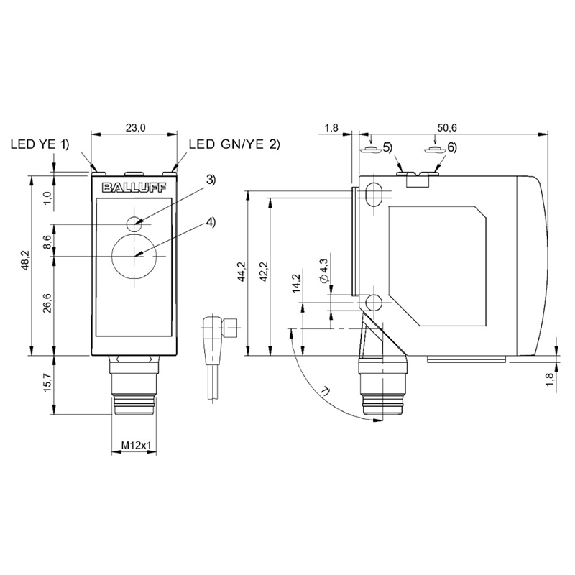 Laser de mesure P=100-5000mm 4-20mA PNP/NPN LO/DO / M12 5P-Lire la description