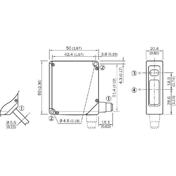 Laser de mesure CMOS P=40-60mm 4-20mA, PNP (x2), M12 8P Laser de mesure CMOS P=40-60mm 4-20mA, PNP (x2), M12 8P-Lire la description
