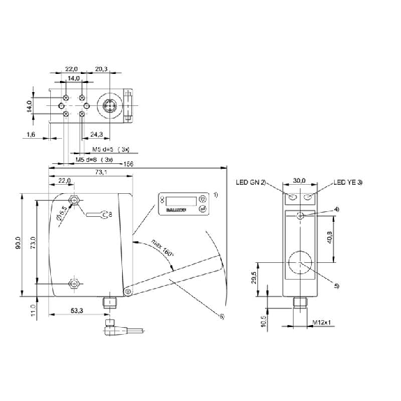 Laser de mesure P=150-2000mm 1-10V PNP/NPN / M12 5P-Lire la description