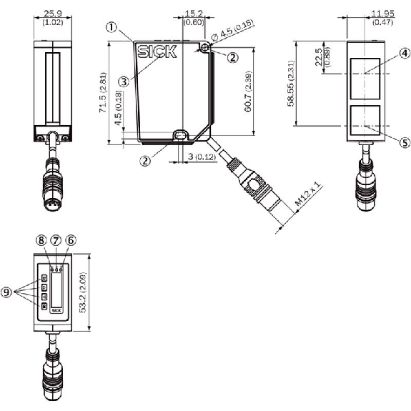 Laser de mesure P=200-1000mm 4-20mA/0-10Vdc / M12 5P+C0.2m Laser de mesure P=200-1000mm 4-20mA/0-10Vdc / M12 5P+C0.2m-Lire la description