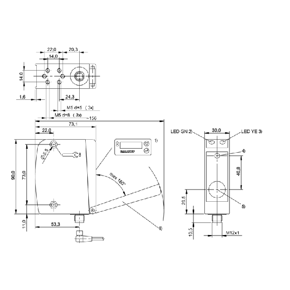 Laser de mesure P=150-2000mm 4-20mA PNP/NPN / M12 5P Laser de mesure P=150-2000mm 4-20mA PNP/NPN / M12 5P-Lire la description