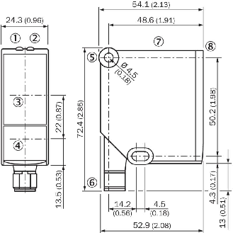 Laser de mesure CMOS 4-20mA PNP P=100-600mm / M12 5P-Lire la description