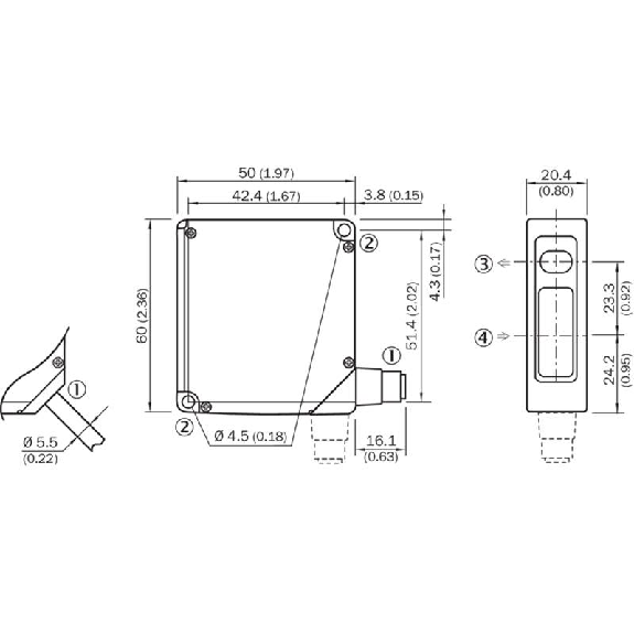 Laser de mesure CMOS P=60-180mm 4-20mA, PNP (x2), M12 8P-Lire la description