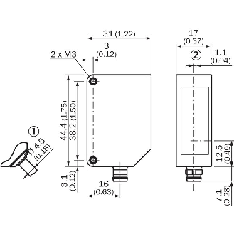 Laser de mesure P=50-150mm 0-10V PNP/NPN / M12 5P+C0.3m-Lire la description