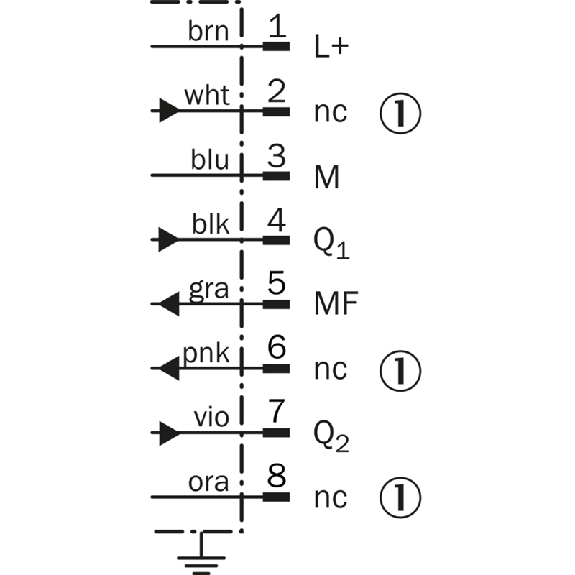 Laser de mesure CMOS P=40-60mm PNP (x2), M12 8P Laser de mesure CMOS P=40-60mm PNP (x2), M12 8P-Lire la description