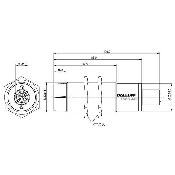 Coupleur inductif, Unidirect., M30, Remote, IO-Link, P5mm, M12 5P-Lire la description