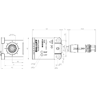 Coupleur inductif, Unidirect., 40x40, Base, 8xPNP, P5mm, M12 12P+C-Lire la description