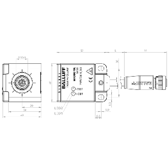 Coupleur inductif, Unidirect., 40x40, Remote, 8xPNP, P5mm, M12 12P+C-Lire la description