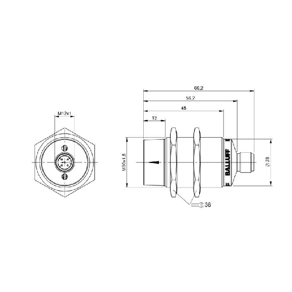 Coupleur inductif, Bidirect., M30, Base, IO-Link, P10mm, M12 5P Coupleur inductif, Bidirect., M30, Base, IO-Link, P10mm, M12 5P-Lire la description