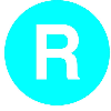 Étiquette, plate bleue, R