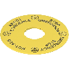 Étiquette avec trou , disque jaune, Ø90 mm, "ARRET D'URGENCE"