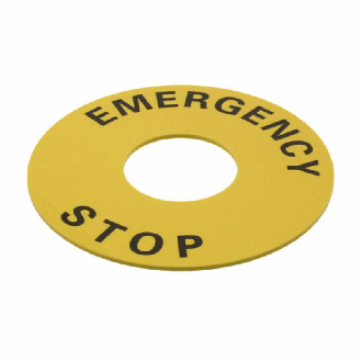 Disque jaune Ø60mm, pour AU Ø22mm, inscription EMERGENCY STOP""-Lire la description