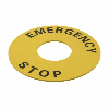 Disque jaune Ø60mm, pour AU Ø22mm, inscription EMERGENCY STOP""