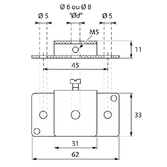 Bride de fixation, pour sonde, Ø 6mm, rail DIN-Lire la description