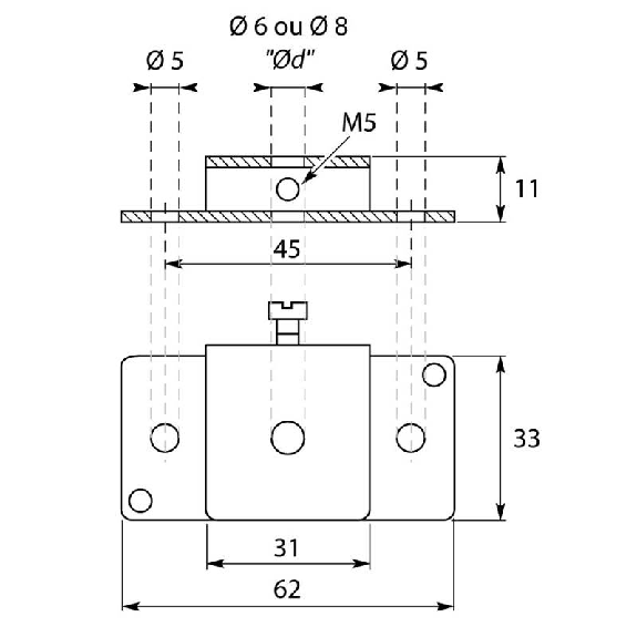 Bride de fixation, pour sonde, Ø 6mm, rail DIN Bride de fixation, pour sonde, Ø 6mm, rail DIN-Lire la description