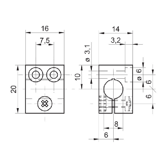 Bride de fixation pour inductif 8mm / Boîtier plastique 20x16x14 mm-Lire la description