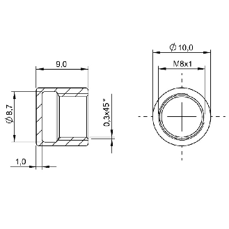 Capuchon de protection pour M08x1, Ø 10 x 9 mm, PTFE-Lire la description