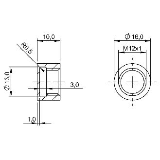 Capuchon de protection pour M12x1, Ø 16x10 mm, POM-Lire la description