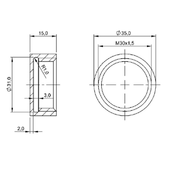 Capuchon de protection pour capteurs M30, POM, Ø 37 x 15 mm-Lire la description