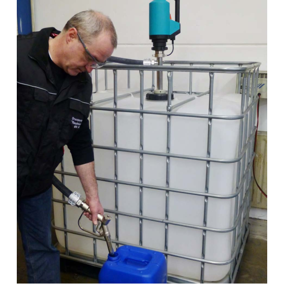 Pompe chimique pour IBC avec canne d'aspiration et pistolet flexible-Lire la description