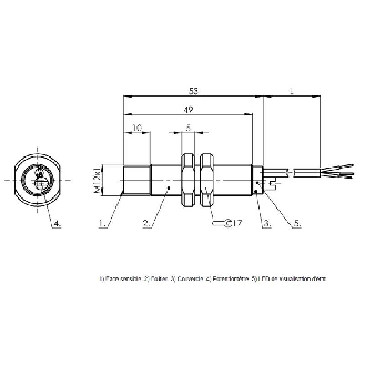 DPC M12 PNP NO P8mm non noyé lg53mm PTFE / Câble 2m PTFE-Lire la description