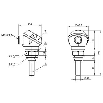 Capteur de niveau capacitif PNP NO IP67/IP68 10bar / Bornes-Lire la description