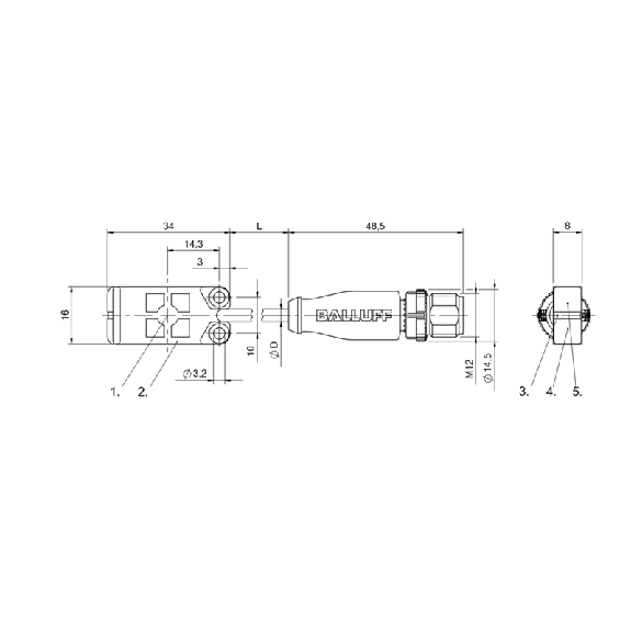 Capteur de niveau capacitif PNP NO IO-Link / M12 4P+C0.3m-Lire la description