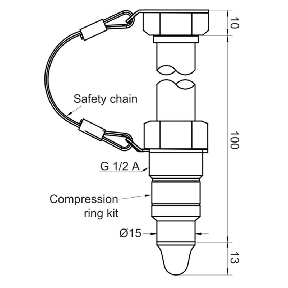 Capteur de niveau ATEX II 1G, G 1/2 A hyg. PEEK, 100mm / PE M16 plast Capteur de niveau ATEX II 1G, G 1/2 A hyg. PEEK, 100mm / PE M16 plast-Lire la description