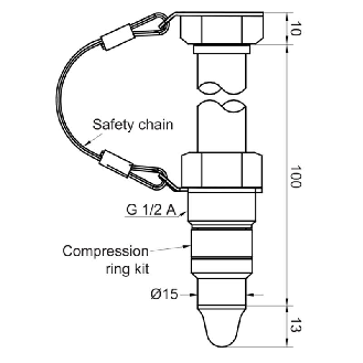 Capteur de niveau ATEX II 1G, G 1/2 A hyg. PEEK, 100mm / PE M16 plast-Lire la description