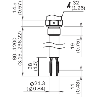 Capteur de niveau limite de vibrations, sonde 80mm R3/4G-Lire la description