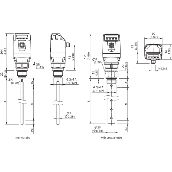 Capteur niveau cubic Sonde Inox 316L, l=500mm Capteur niveau cubic Sonde Inox 316L, l=500mm-Lire la description