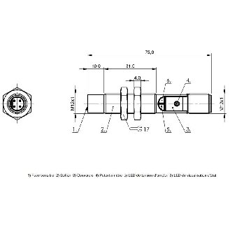 DPC M12 PNP NO P8mm Pot. non noyé lg75mm 10-30Vdc / M12 4P-Lire la description