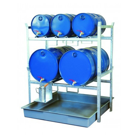 Rayonnage métallique 800 pour 3 fûts  60 litres ou 2 fûts  220 litres-Lire la description