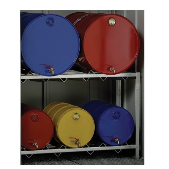 Rayonnage fûts 2 niveaux de 2 fûts de 200 litres ou 3 fûts de 60 litres-Lire la description
