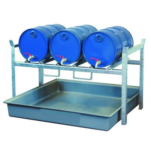 Rayonnage métallique 800 pour 3 fûts  60 litres-Lire la description