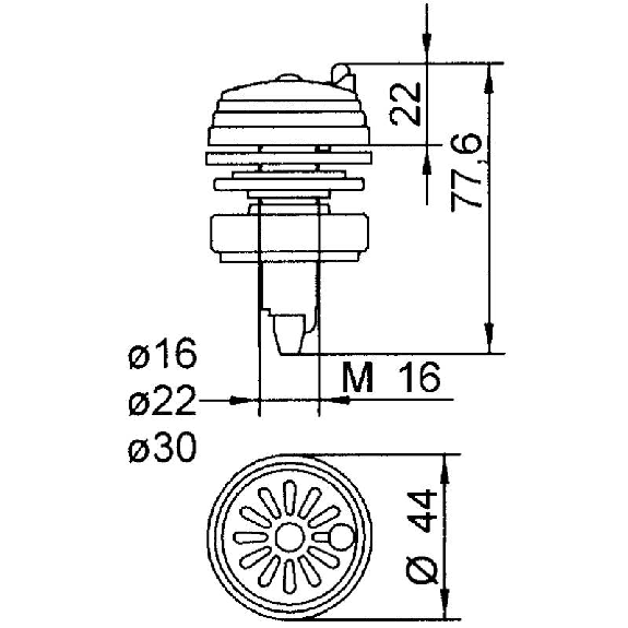 Buzzer perçage Ø30mm BIP 92 75dB V110AC IP30 Ø44mm GRIS-Lire la description