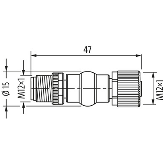 Adaptateur M12-M12 6 pôles pour Cube67+ pour alim. de l'actionneur-Lire la description