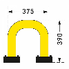 Arceau de sécurité Ø76mm 390x375 (HxL), jaune/noir, avec platine