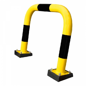 Arceau de sécurité Ø76mm 390x375 (HxL), jaune/noir, avec platine-Lire la description