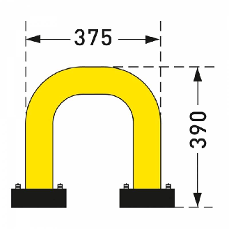 Arceau de sécurité Ø76mm 390x375 (HxL), jaune/noir, avec platine-Lire la description