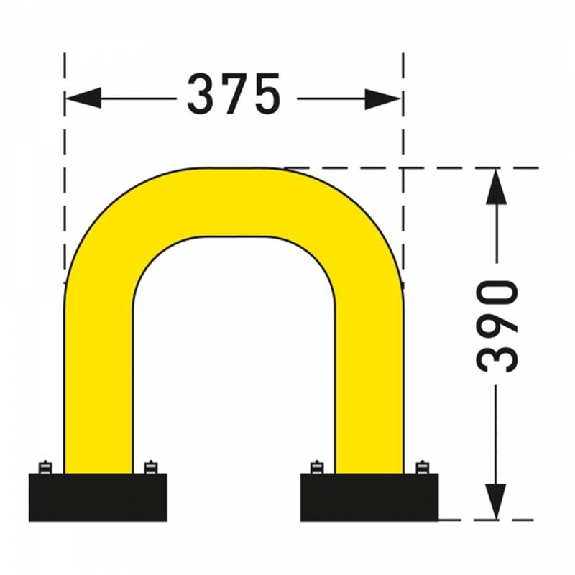 Arceau de sécurité Ø76mm 390x375 (HxL), jaune/noir, avec platine-Lire la description