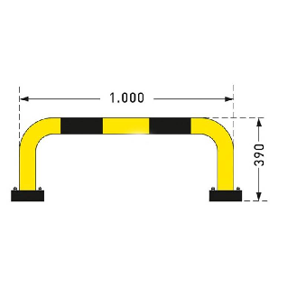 Arceau de sécurité Ø76mm 390x1000 (HxL), jaune/noir, avec platine-Lire la description