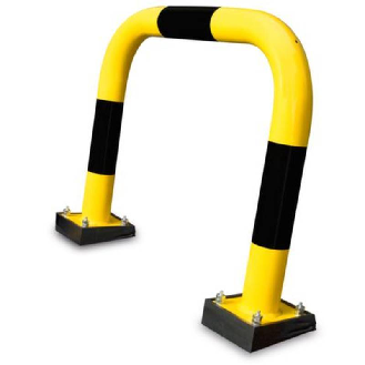 Arceau de sécurité Ø76mm 390x1000 (HxL), jaune/noir, avec platine-Lire la description