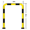 Arceau de sécurité Ø76mm 1240x1000 (HxL), jaune/noir, avec platine