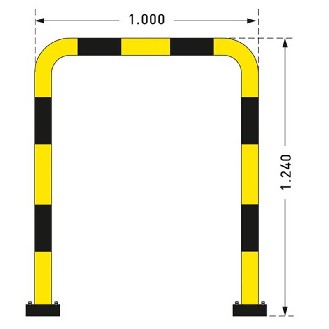 Arceau de sécurité Ø76mm 1240x1000 (HxL), jaune/noir, avec platine-Lire la description