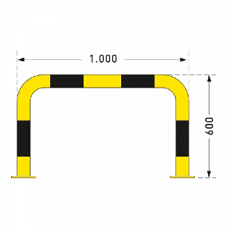 Arceau de protection 600x1000 Jaune, bandes noires, avec platine-Lire la description