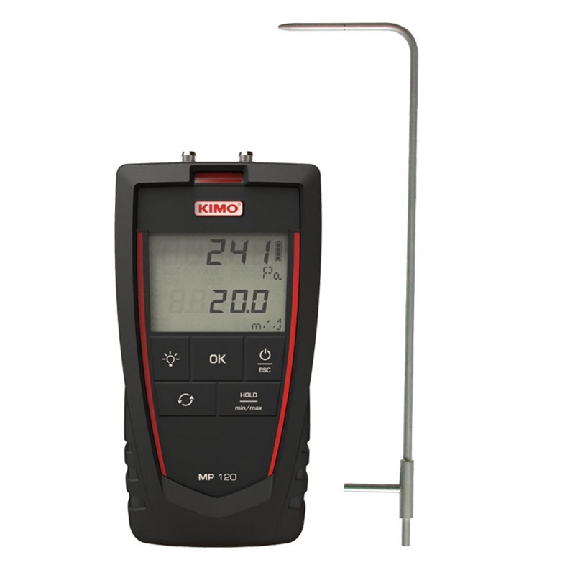 Anémo-Manomètre portable (0 à ± 1000 Pa et 2 à 40 m/s) Anémo-Manomètre portable (0 à ± 1000 Pa et 2 à 40 m/s)-Lire la description