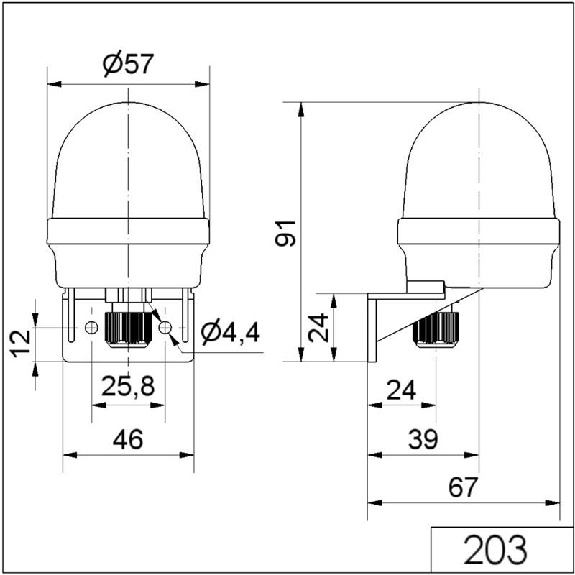 Feu permanent WM 12-240V TRANSPARENT Ø57mm IP65 NOIR-Lire la description