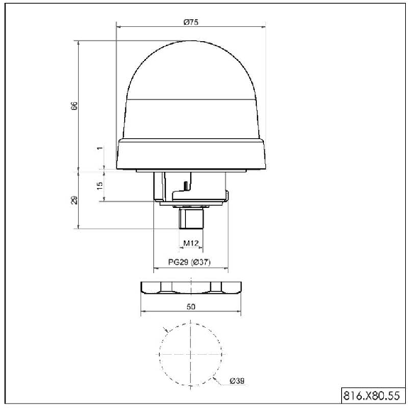 Feu permanent DEL EM 24VDC MULTICOLORE IP65 Ø75mm Feu permanent DEL EM 24VDC MULTICOLORE IP65 Ø75mm-Lire la description